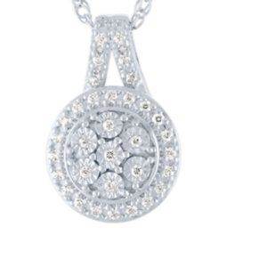 1/10 CT. T.W. Genuine Diamond Pendant Necklace in Sterling Silver